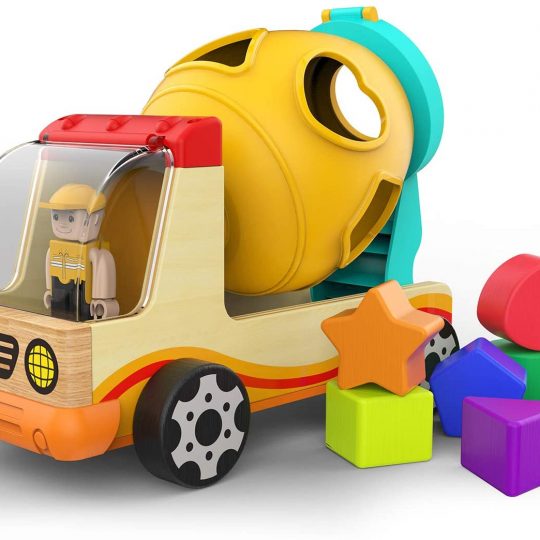 TOP BRIGHT Wooden Shape Sorter for Toddler 1 2 Year Old Boy Gifts, Childrens Learning Car Toy for One Year Old Girl