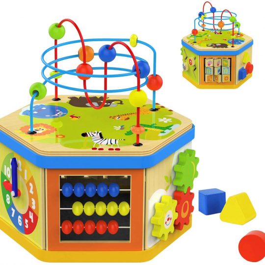TOP BRIGHT Wooden Activity Cube Toy for Gifts