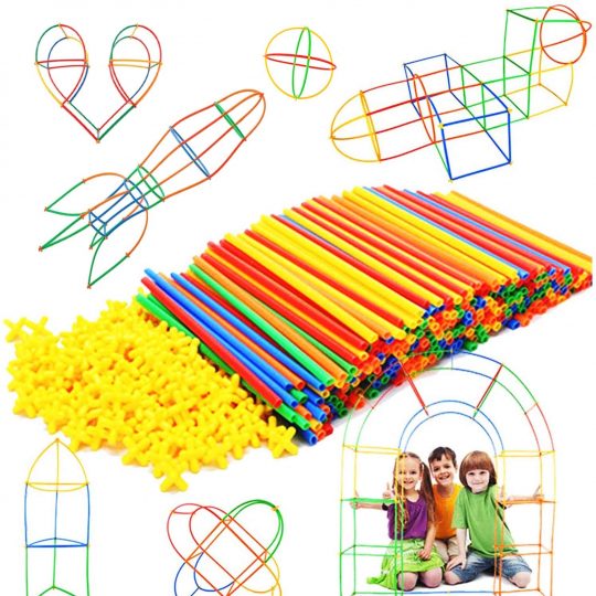 Straw Constructor Interlocking Plastic Enginnering Toys-Colorful Building Toys- Fun- Educational- Safe for Kids- Develops Motor Skills-Construction Blocks