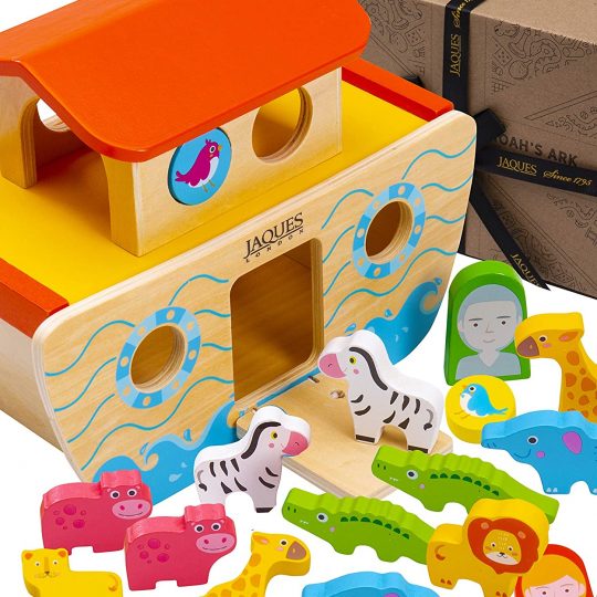 Wooden Noahs Ark Toy Playset | Wooden Toys for 1 2 3 year Olds | Shape Sorter | Baby Toddler Toy