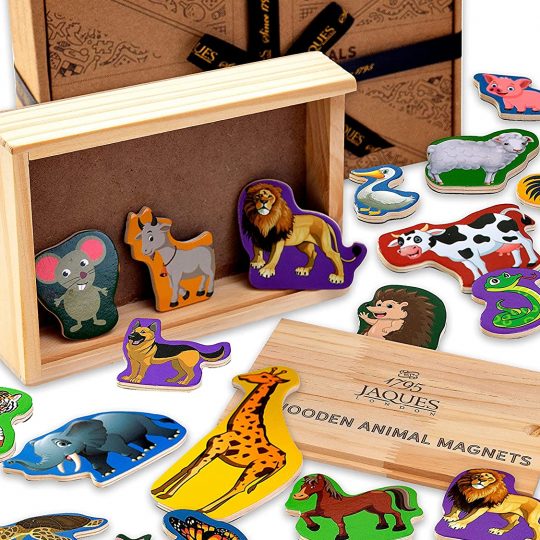 Jaques of London Animal Magnets for Kids | Premium Fridge Magnets for Kids | Quality Set of 25 | Top Wooden Toys for 2 3 4 Year Olds