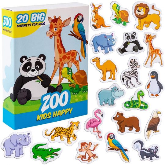 Fridge magnets for kids MAGDUM Zoo Happy - 20 Large fridge magnets - Magnets for kids -Magnets for fridge - Fridge magnets for toddlers - Large magnet - Animal games