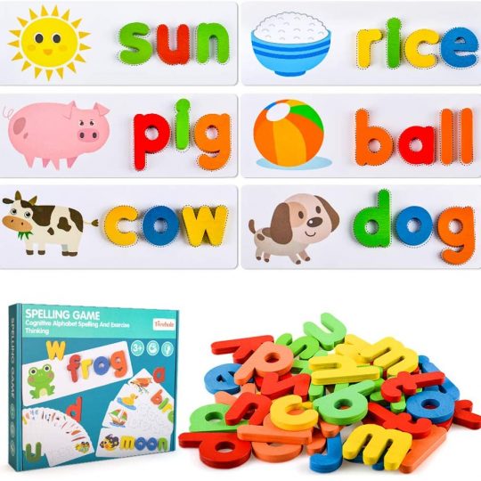 Fullove Eala See and Spelling Words Matching Letter Puzzles Games Toys for Boys Girls Toddlers - Prefect Learning Gifts