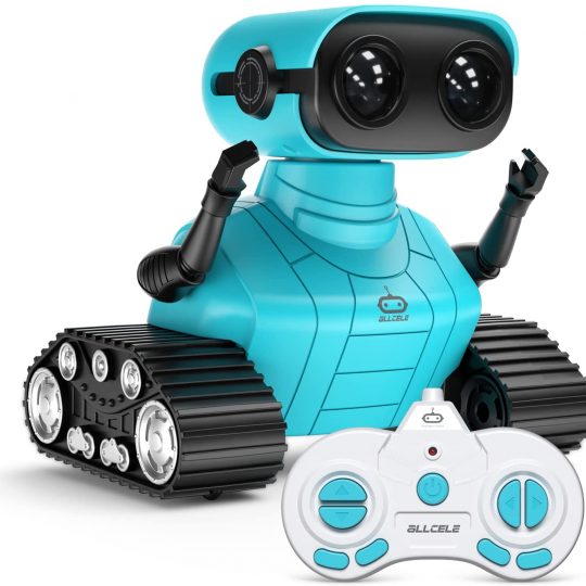 Rechargeable Kids RC Robots for Girls & Boys, Remote Control Toy with LED Eyes & Music
