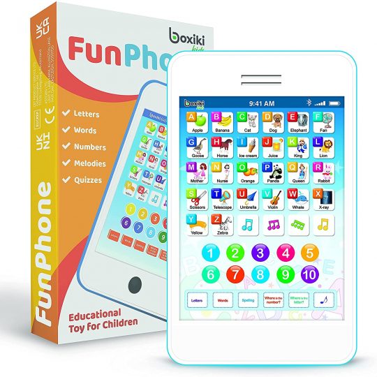 Boxiki Learning Pad Fun Phone with 6 Toddler Learning Games Kids.